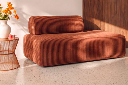 Canapé 2 places non convertible et modulable - Velours côtelé XL Terracotta