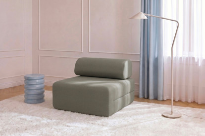 Fauteuil non convertible et modulable - Tissu lisse Taupe