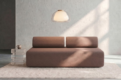 Canapé 3 places non convertible et modulable - Tissu lisse Terracotta