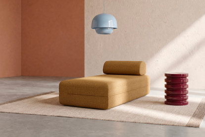 Méridienne non convertible et modulable - Tissu tweed Jaune