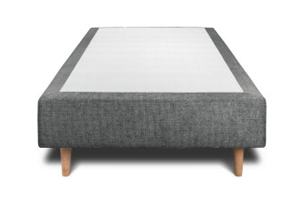 Sommier Tapissier 90x200 cm - H35 cm - Toile nattée - Gris anthracite
