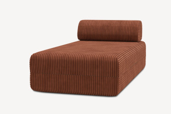 Méridienne non convertible et modulable - Velours côtelé XL Terracotta