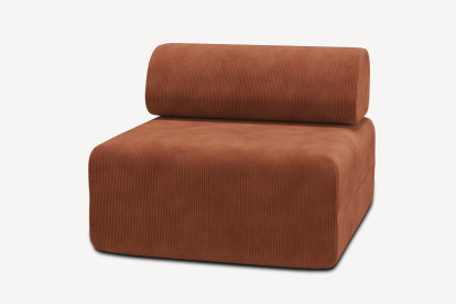 Fauteuil non convertible et modulable - Velours côtelé Terracotta