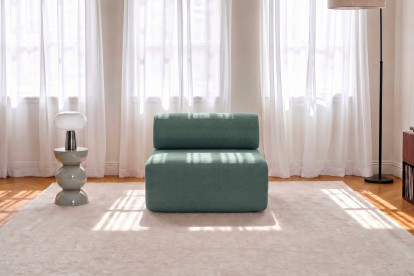 Fauteuil non convertible et modulable - Tissu lisse Vert