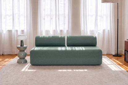 Canapé 3 places non convertible et modulable - Tissu lisse Vert
