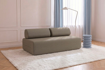 Canapé 3 places non convertible et modulable - Tissu lisse Taupe