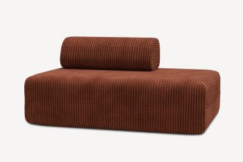 Canapé 2 places non convertible et modulable - Velours côtelé XL Terracotta