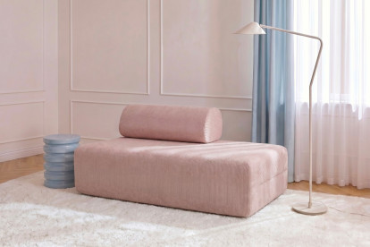 Canapé 2 places non convertible et modulable - Velours côtelé Rose pâle