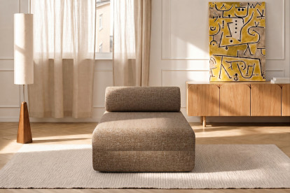 Méridienne non convertible et modulable - Tissu tweed Marron