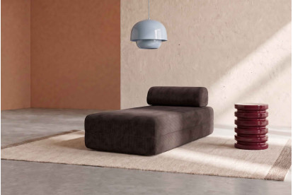 Méridienne non convertible et modulable - Velours côtelé Marron