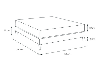 Ensemble Matelas Sommier 140x200 cm - Sommier Noir (en kit) - Vitalspring Recover