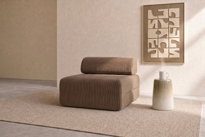Fauteuil non convertible et modulable - Velours côtelé Taupe