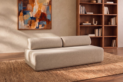Canapé 3 places non convertible et modulable - Tissu lisse Beige