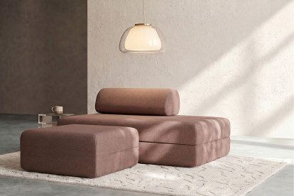 Pouf non convertible et modulable - Tissu lisse Terracotta