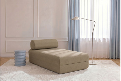 Méridienne non convertible et modulable - Tissu lisse Marron
