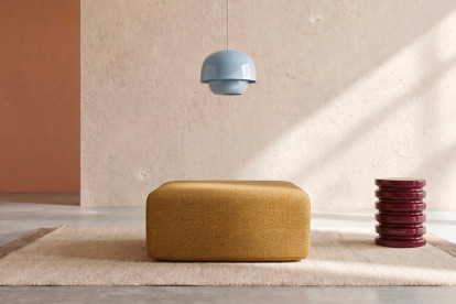 Pouf non convertible et modulable - Tissu tweed Jaune