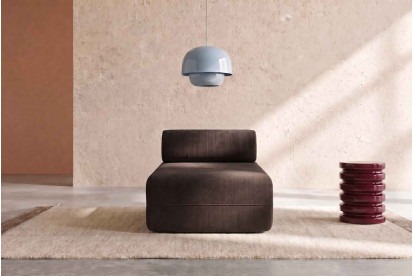 Méridienne non convertible et modulable - Velours côtelé Marron