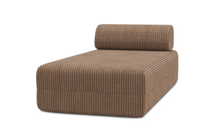 Méridienne non convertible et modulable - Velours côtelé XL Marron