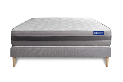 Ensemble Matelas Sommier 180x200 cm - Sommier Gris (en kit) - Actiflex Relax