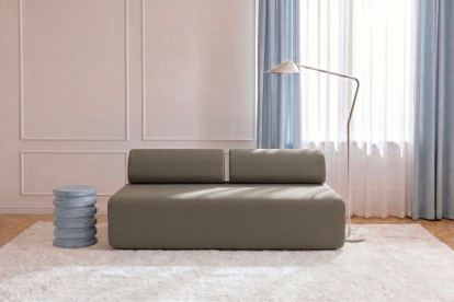 Canapé 3 places non convertible et modulable - Tissu lisse Taupe