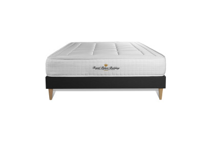 Ensemble Matelas Sommier 140x210 cm - Sommier Noir (en kit) - Balmoral