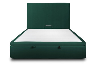 Lit coffre 200x200 cm avec Tête de lit tapissée - Tissu Velours Vert