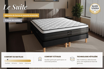 Matelas 80x190 cm Ressorts ensachés et Mémoire de forme - Suite