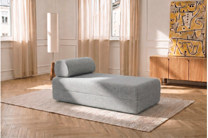 Méridienne non convertible et modulable - Tissu tweed Gris
