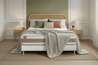 Ensemble Matelas Sommier 160x200 cm - Sommier Blanc (déjà monté) - Le Délicat