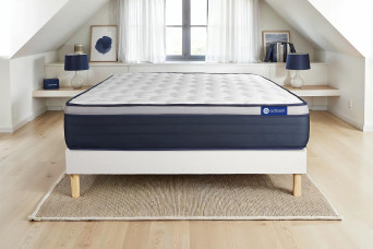 Ensemble Matelas Sommier 135x200 cm - Sommier Blanc (en kit) - Actiflex Max