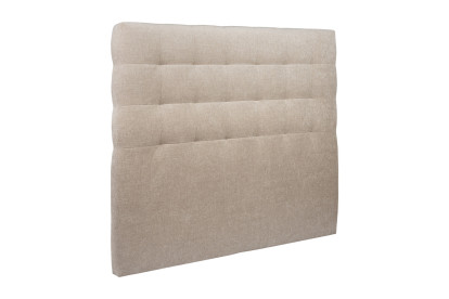 Lit 140x200 cm - Sommier tapissier H35 cm + tête de lit capitonnée - Tissu Toile natté Beige Brun