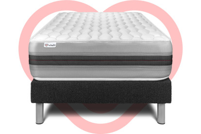 Ensemble Matelas Sommier 90x190 cm - Sommier Noir (déjà monté) - Vitalspring Recover