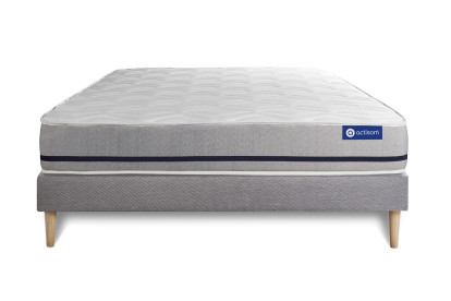 Ensemble Matelas Sommier 160x200 cm - Sommier Gris (en kit) - Actiflex Soft