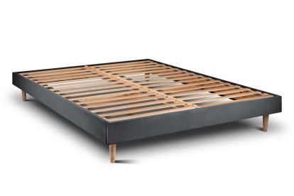 Lit 180x200 cm - Sommier à lattes H29 cm + tête de lit tapissée - Tissu Velours Gris Anthracite