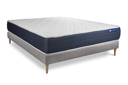 Ensemble Matelas Sommier 120x200 cm - Sommier Gris (en kit) - Actiflex Sleep
