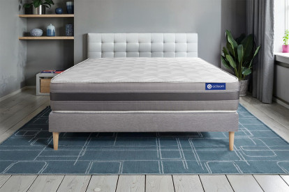 Ensemble Matelas Sommier 90x190 cm - Sommier Gris (en kit) - Actilatex Relax