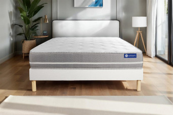 Ensemble Matelas Sommier 200x200 cm - Sommier Blanc (en kit) - Actilatex Touch