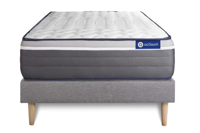 Ensemble Matelas Sommier 90x190 cm - Sommier Gris (en kit) - Actiflex Plus
