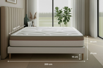 Ensemble Matelas Sommier 160x200 cm - Sommier Blanc (déjà monté) - Le Cosy