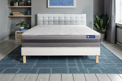 Ensemble Matelas Sommier 90x190 cm - Sommier Blanc (en kit) - Actimemo Relax
