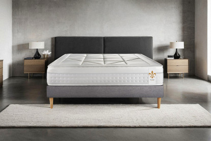 Ensemble Matelas Sommier 160x200 cm - Sommier Gris (déjà monté) - Vingt-Huit