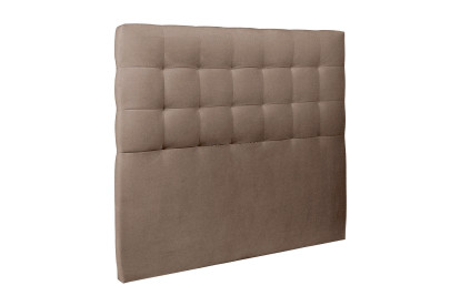 Lit 140x200 cm - Sommier tapissier H35 cm + tête de lit capitonnée - Tissu Velours Taupe