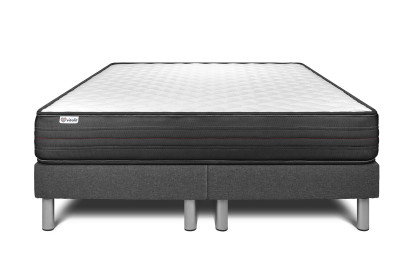 Ensemble Matelas Sommier 180x200 cm - 2 Sommiers Gris - Vitalpower