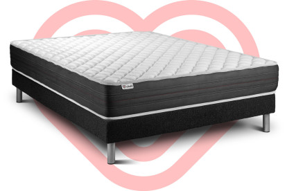 Ensemble Matelas Sommier 160x200 cm - Sommier Noir (déjà monté) - Vitalmemo One