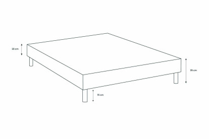 Lit 150x190 cm - Sommier tapissier H35 cm + tête de lit à lignes - Tissu Toile natté Gris Anthracite