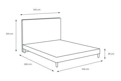 Lit 140x200 cm - Sommier tapissier H29 cm + tête de lit capitonnée - Tissu Bouclette Noir