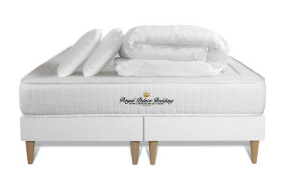Pack lit complet 160x200 cm - Matelas + 2 Sommiers Blancs + 2 oreillers + Couette - Nottingham