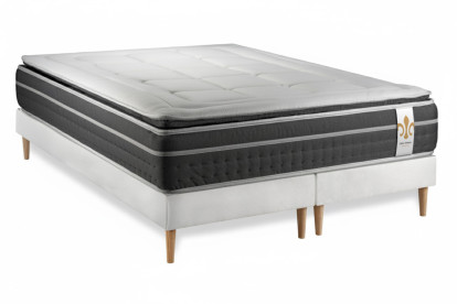 Pack lit complet 200x200 cm - Matelas + 2 Sommiers Blancs + 2 oreillers + Couette - Trente PLUS