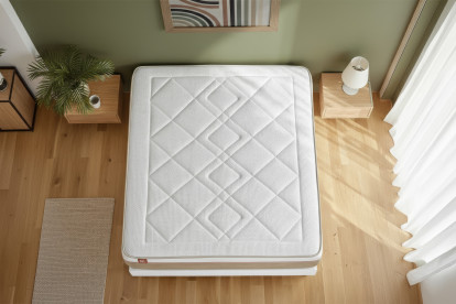Ensemble Matelas Sommier 160x200 cm - Sommier Blanc (déjà monté) - Le Soyeux