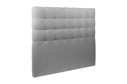 Lit 150x200 cm - Sommier tapissier H35 cm + tête de lit capitonnée - Tissu Bouclette Gris